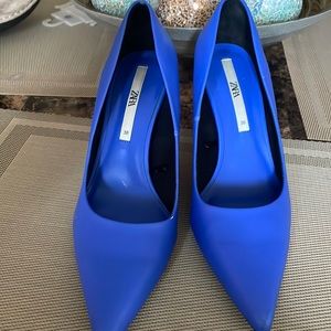 Zara heels royal blue 3 inch heel pointed 71/2 Preowned
